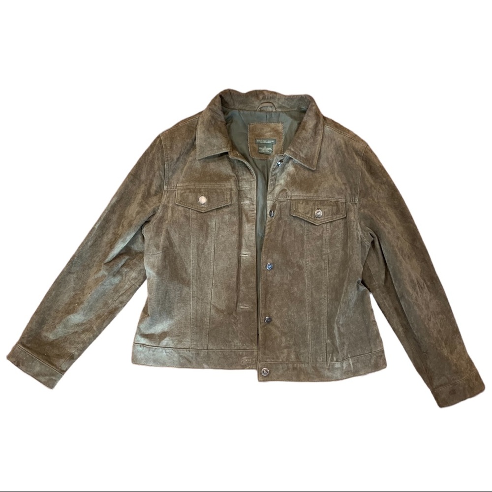 Vintage Green Suede Leather Jacket